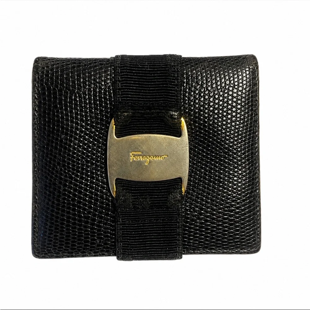 Salvatore Ferragamo Black Vara Bow Leather Wallet